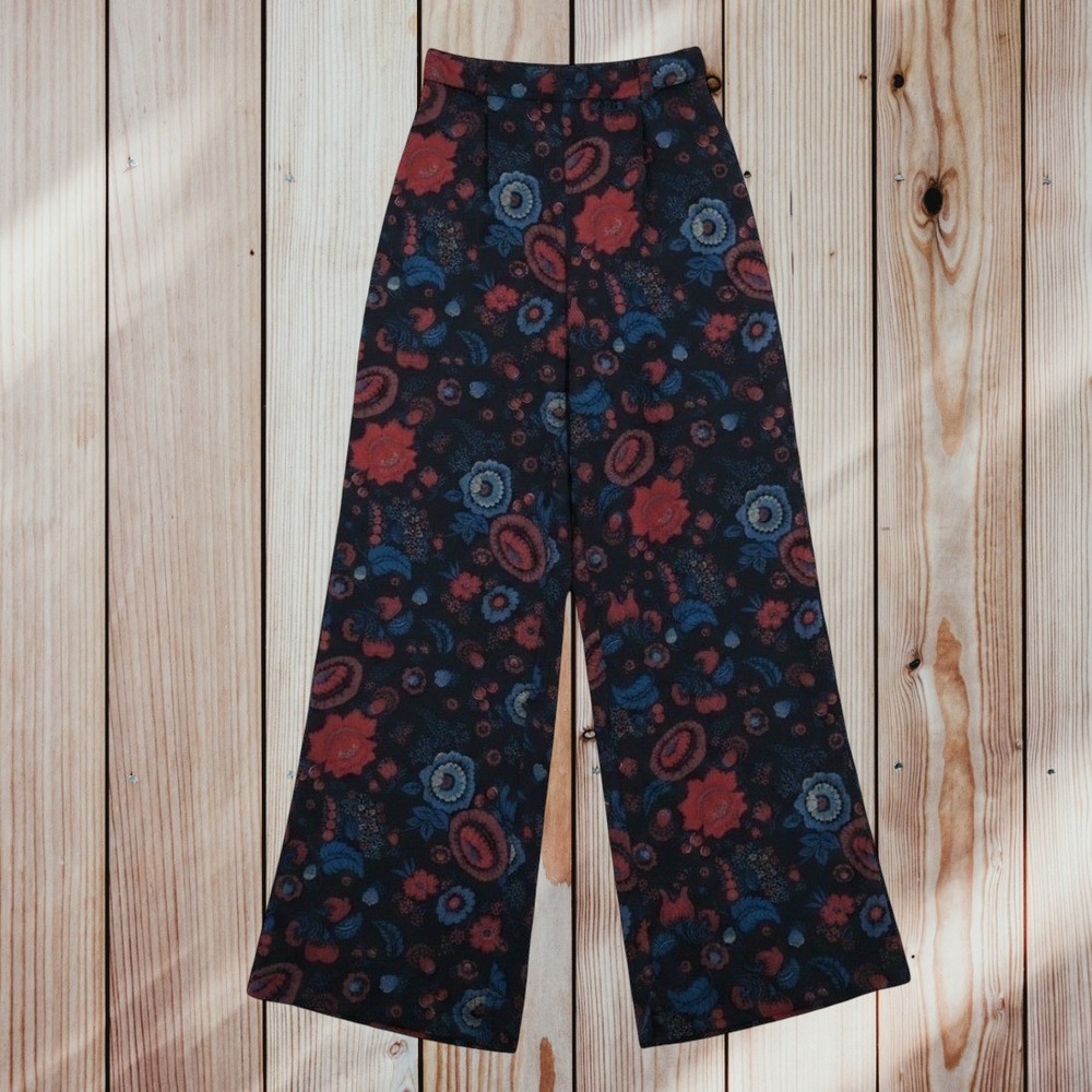 Modcloth Wide Leg Palazzo High Rise Floral Pants Womens S